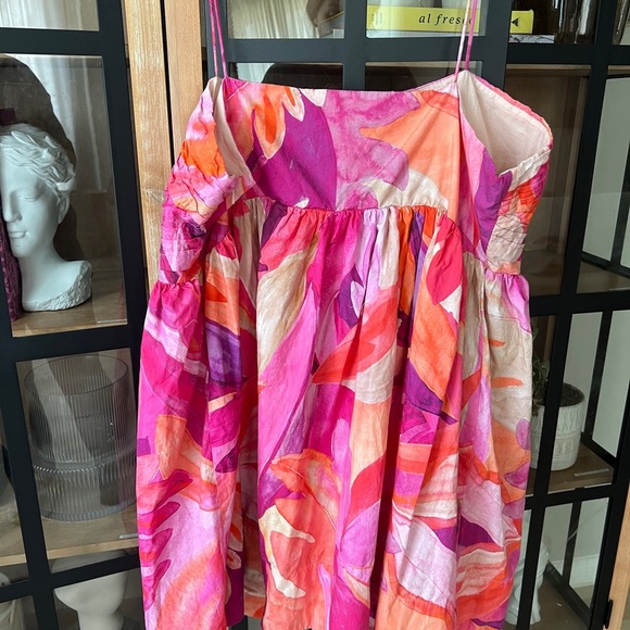 H&M babydoll dress plus size floral colorful tropical vacation sleeveless a-line - Picture 6 of 8